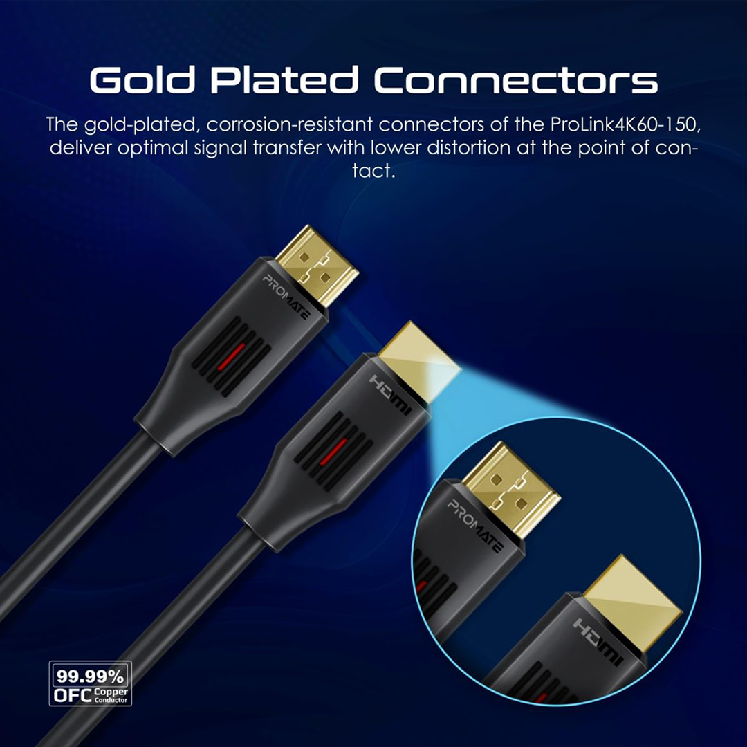 Promate HDMI 2.0 Cable, 4K@60Hz HDMI to HDMI Slim 1.5m Cable In Qatar Promate HDMI 2.0 Cable, 4K@60Hz HDMI to HDMI Slim 1.5m Cable In Qatar